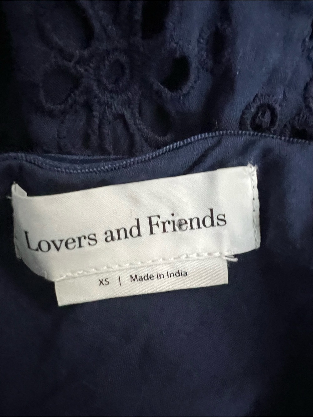 Lovers and Friends One-Shoulder Navy Eyelet Ruffle Dress w/belt XS - Picture 3 of 3
